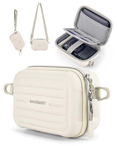BAGSMART Digital Camera Case, Waterproof & Protective Small Camera Bag with 2 Carrying Ways, Lightweight camera sling bag for Canon PowerShot/GoPro/Kodak Pixpro - Beige