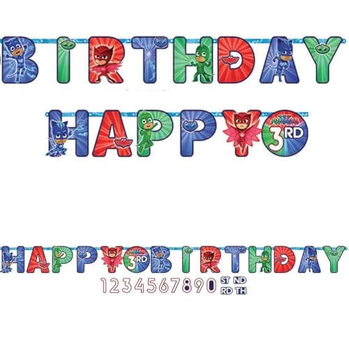 PJ Masks Jumbo Add-An-Age Paper Letter Banner - 10' x 10.2' (Pack Of 1) - Multicolor & Customizable Birthday Sign For Kids