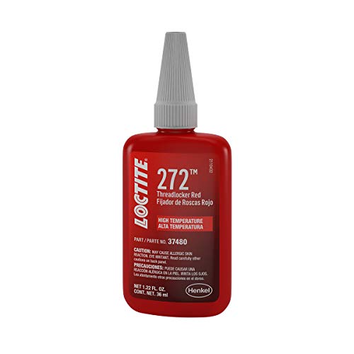 Loctite 272 Threadlocker for Automotive: High-Strength, High-Temperature, Anaerobic, Heavy-Duty Applications, Works on all Metals | Red, 36 ml Bottle (PN: 37480-492143)