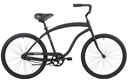 Beach Mango Toucan Cruiser Bike Rust Proof Aluminum Lightweight Single Speed Bicycle (Matt Black, Mens 19' fits Riders 5'7' to 6'2')