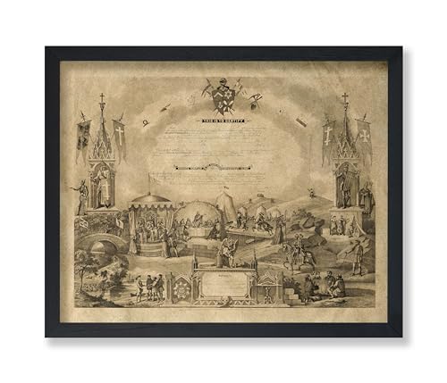 Poster Master Vintage Knight’s Templar Certificate Poster - Retro Masonic Lodge Print - Freemasonry Art - Gift for Him & Her - Decor for Living Room, Bedroom, Dorm or Office - 8x10 UNFRAMED Wall Art