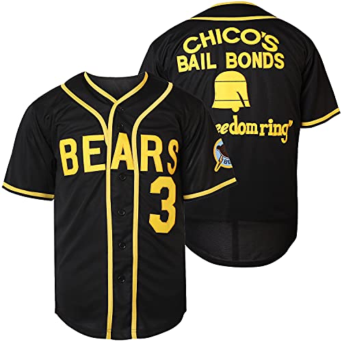 Bad News Bears #12 Tanner Boyle Movie 1976 Chico's Bail Bonds Baseball Jersey (Small, 3 Black)
