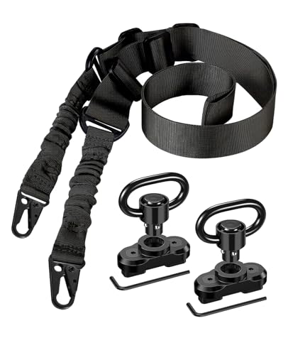 CVLIFE Two-point Sling Adjustable Length, with Anti-Rotation Sling Swivels 2 Pack, Black