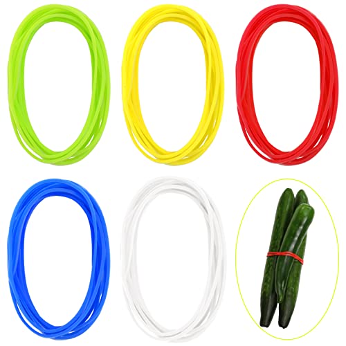 50 Pieces 3.15 Inches Stretch Cooking Band Colorful Silicone Rubber Bands Elastic Cooking Trussing Bands 5 Assorted Color Rubber Wrapping Bands for Food Chicken Turkey Cooking Books Wallet Card