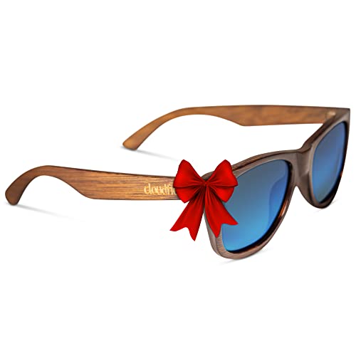 cloudfield Wood Frame Sunglasses for Men and Women with 9-Layer Polarized Lenses and Double Layer of UV Blocking Coating