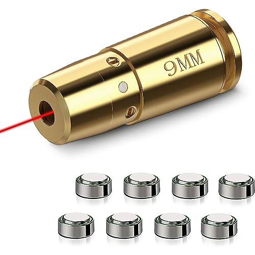 EZshoot Bore Sight 9mm Red Laser Boresighter with 4 Sets of Batteries