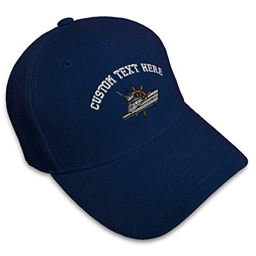 Custom Baseball Cap Fishing Boat B Embroidery Boats Acrylic Dad Hats for Men & Women Navy Personalized Text Here