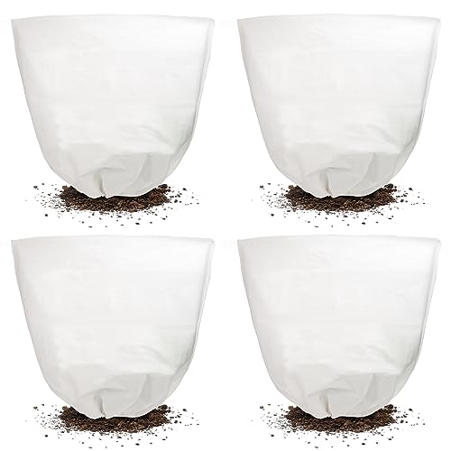 Svepndic 4 Pack Winter Plant Covers Freeze Protection,39X39 Reusable Plant Protector Bag with Drawstring,Winter Plants Jacket Warm Shrubs Cover Blanket Frost Protection for Outdoor Garden Plants