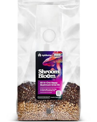 ShroomBloom All-in-One Mushroom Grow Kit | Easiest Way to Grow Your Own Fresh Mushrooms Spores like Magic | Sterilized Grain Spawn & Substrate Bag for Indoor Growing | Mycology Supplies Included