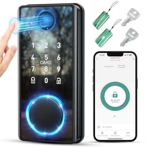 Keyless Entry Door Lock with Keypad - Fingerprint Door Lock - Smart Locks for Front Door - Electronic Keypad Smart Deadbolt Lock - Biometric Smart Digital Door Lock with Code -Auto Lock 1