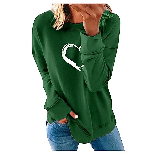 SKDOGDT Long Sleeve Shirts For Women Dressy Casual Sun Graphic Crew Neck Sweatshirt Teen Girls Oversized Workout Basic Tops