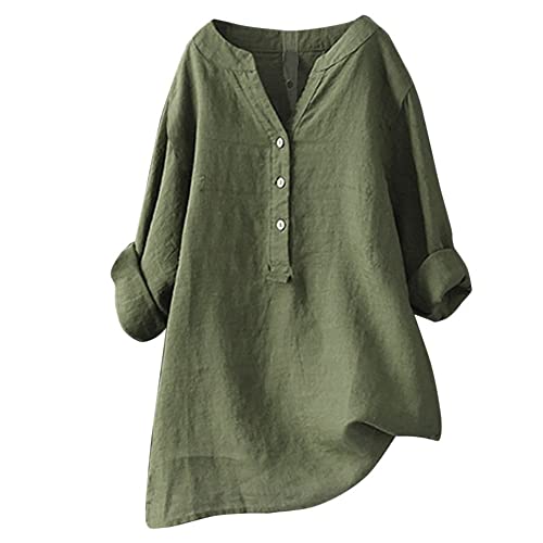 My Orders Deals Under 10 Dollars Linen Button Down Shirt Women Women Tunic Tops 3/4 Sleeve Maternity t Shirt White Blouse for Women v Neck t Shirts for Women White Button Down Blouse Order Green-3 M