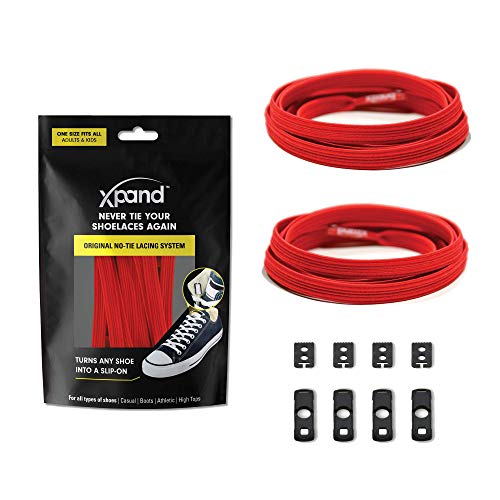 Xpand No Tie Shoelaces System with Elastic Laces - One Size Fits All Adult and Kids Shoes