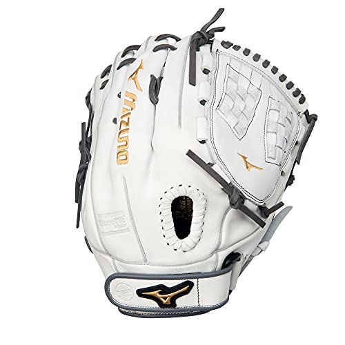 Mizuno GMVP1250PF4W MVP Prime Fastpitch Softball Glove 12.5', Trident Web, Right Hand Throw, WHITE-GREY