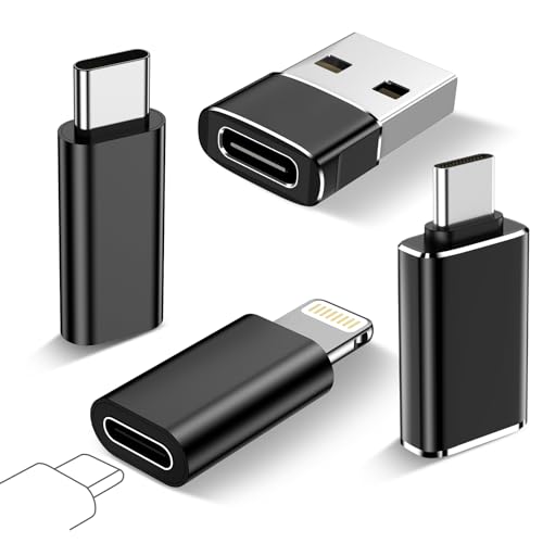xiwxi 4pcs [USB to USB c]&[USB c to USB a]&[USB c to Lightning]&[Lightning to USB c] Adapter,hunderbolt 4 Converter iWatch 9 8,iPhone 15 14 13 12 Plus Pro Max Mini,MacBook,Samsung Galaxy,AirPods