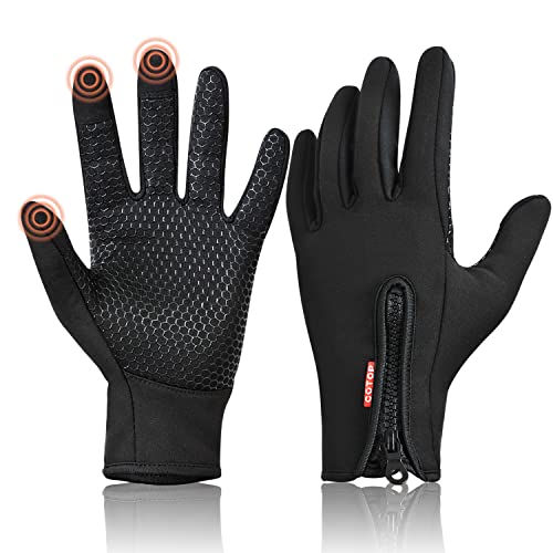 COTOP Winter Sport Glove for Men Women, Warm Touchscreen Gloves with Thin Liner, Waterproof Riding Gloves for Cycling, Running, Hiking, Climbing, Walking, Biking, Driving (Black XL)