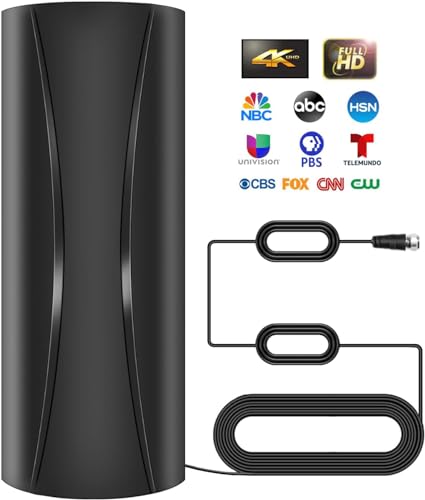850+ Miles Range TV Antenna, Digital TV Antenna Indoor with Signal Booster, Portable HD Antenna for TV Indoor Outdoor for Smart TV and Old TVs - 36ft Coax Cable - Support 4K 1080p