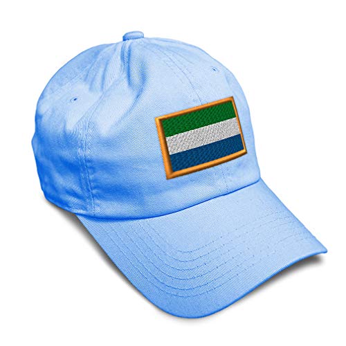 Soft Baseball Cap Sierra Leone Embroidery Africa Twill Cotton Dad Hats for Men & Women Light Blue Design Only