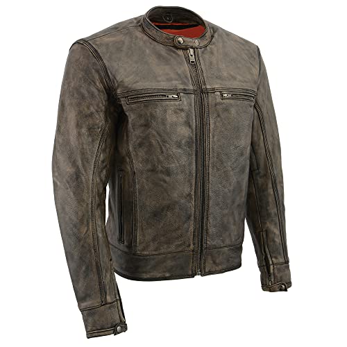 Milwaukee Leather Men's Distressed Brown Motorcycle Jacket w/Venting (X-Large)