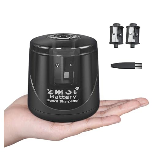 ZMOL Battery Operated Electric Pencil Sharpener, Quick Sharpener Pencil Sharpener, Portable Pencil Sharpener for Kids, for No.2/Color Pencils (6-8mm), School/Classroom/Office/Home/Black