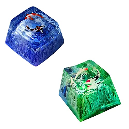 Resin Keycaps, Handmade Resin Keycap Koi Fish Backlit Resin Spacebar Keycap for Cherry MX RGB Switch Gaming Mechanical Keyboards DIY Replace