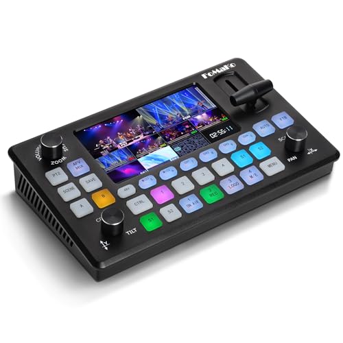 FoMaKo Video Mixer Switcher 5.5 Inch FHD LCD Screen 4-channel HDMI Live Streaming Switcher 1080p 60FPS USB Recording USB3.0 Output PTZ Controller HDMI Video Switcher (Does not support 4K) KC601 Pro