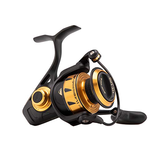 PENN Spinfisher VI Spinning Inshore Fishing Reel, HT-100 Front Drag, Max of 15lb | 6.8kg, Made with an All-Metal Reel Body and Spool Design, 3500, Black Gold