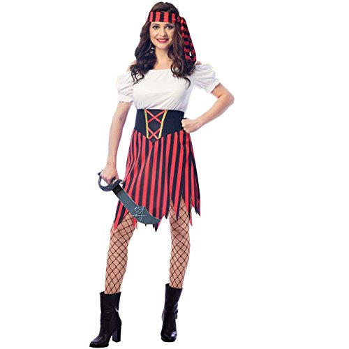 Wizland Women's Pirate Costume Pirate Outfit Women ladies pirate Costume Modest Style Dress with Belt and Headpiece XL