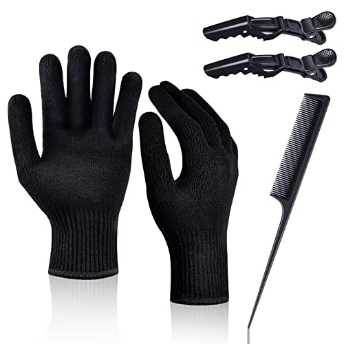 Heat Gloves for Hair Styling, IKOCO 2Pcs Curling Iron Gloves Heat Proof Glove Mitts for Hair Styling Flat Iron and Curling Wand Hot-Air Brushes Medium