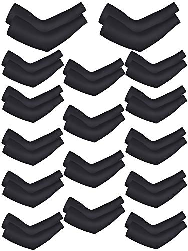 Bememo 16 Pairs Arm Sleeves for Men Women UV Protection Cooling Arm Sleeves Tattoo Sleeve Covers for Arms (Black)