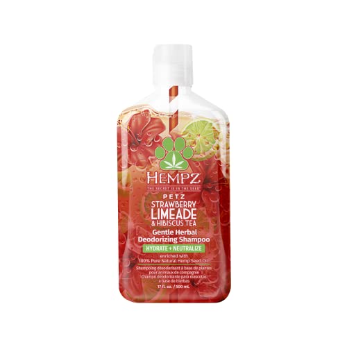 HEMPZ PETZ Dog Shampoo Wash - Strawberry Limeade & Hibiscus Tea - Pet Limited Edition Hypoallergenic, Deodorizing, Moisturizing for Itch Relief for Dry, Sensitive & Allergy Prone Skin - 17 fl oz