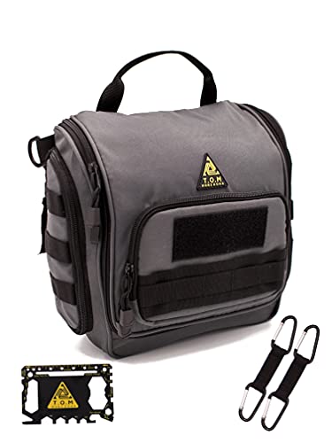 T.O.M HORIZONS Tactical Toiletry Bag for Men. Extra Large, Water Resistant, Heavy Duty, Hanging, Multiple compartments and Storage Options, Dopp Kit for Toiletry Accessories