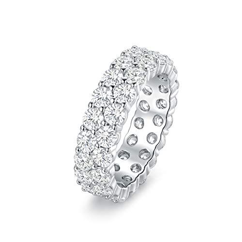 18K White Gold Plated Round-Cut Cubic Zirconia All-Around Band Ring Cocktail Jewelry for Women and Men (7)