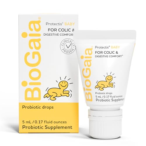 BioGaia Baby Probiotic Drops - Baby Essentials for Colic & Gas Relief, Safe for Newborns, Reduces Crying, Fussing, Colic, Gas, Spit-ups and Constipation, No allergens, Dairy, Soy, Gluten, or Sugar