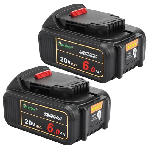 waitley 2 Pack 20V 6.0A Replacement Battery Compatible with Dewalt DCB200 DCD DCF DCG Series Cordless Power Tools