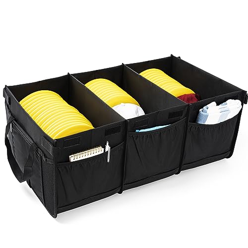 ITHWIU Disc Golf Storage Bag with Cover Large Capacity with 3 Dividers and 10 Side Pockets, Each Divider can hold 24 Discs, Entire Bag Can Hold up to 72-80 Discs, Black