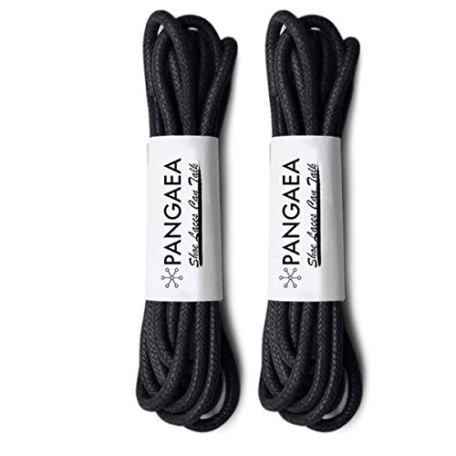 PANGAEA [2Pair Pack] Waxed Round Oxford Shoe Laces for Dress Shoes Chukka 3/32Inch Thin(#01 Black,30in (76cm))