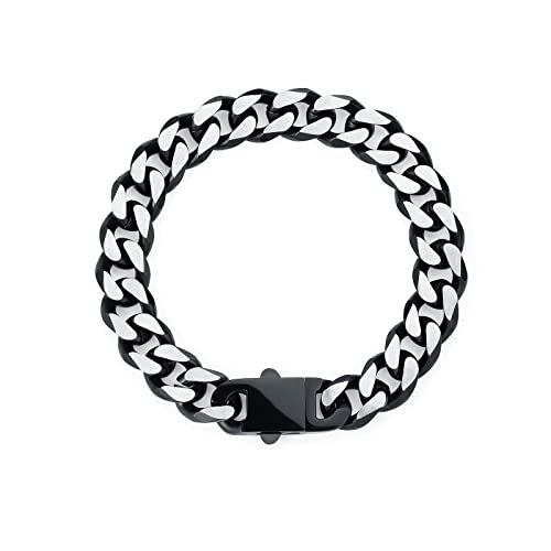 YAMI Bracelets for Men, Cuban Link Titanium Steel Bracelet Mens Jewelry Cool Stuff for Men/Boys, Gifts For Boyfriend/Husband on Anniversary/Birthday, 9.0 Inches, Black