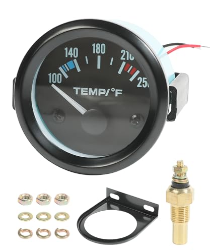 RACOONA 2' 52mm Water Temp Gauge,100-250℉ Water Temperature Gauge,Car Accessories Car Water Temp Gauge Meter with LED Backlight,Water Temp Thermometer Meter Kit for Car Truck Vehicle Automotive Boat