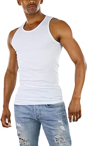 ToBeInStyle Men's Single A-Shirt Tank Top Undershirt- White - L
