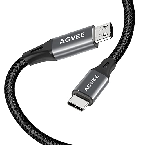 AGVEE 2 Pack 6ft USB-C OTG to Micro USB Cable, Braided Charger Data Sync Cord Charging Wire Adapter for Samsung Galaxy S7 S6, J7, J3, LG, PS4, Kindle, PS4 Xbox Controller, Android Phone, Dark Gray