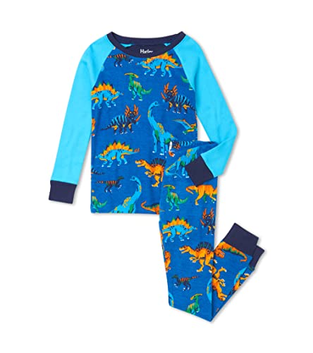 Hatley Boys' Organic Cotton Raglan PJ Set, Dino Park, 4 Years