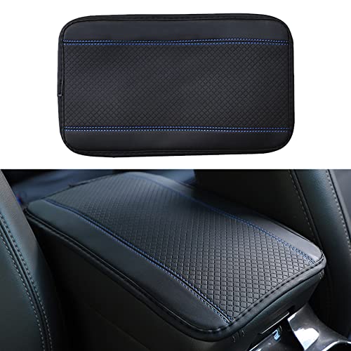 Miytsya Four Seasons Universal Armrest Box Mat, Fiber Leather Embossing, Waterproof Car Armrest Seat Cover Center Console Mat (Blue)