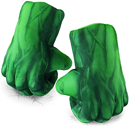 neexan Superhero Hands for Superhero Birthday Party, Soft Plush Kids Superhero Gloves for Christmas, Halloween, Birthday, Party Gifts (1 Pair Green)