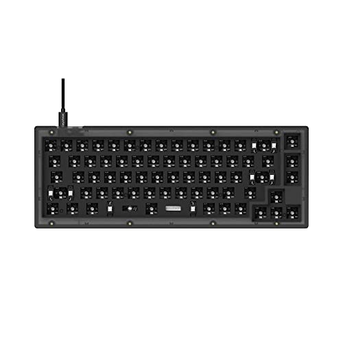 Keychron V2 Wired Custom Mechanical Keyboard Barebone Version, 65% Layout QMK/VIA Programmable Macro with Hot-swappable Support Compatible with Mac Windows Linux (Frosted Black - Translucent)