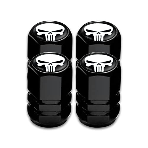 Sodcay 4 PCS Skull Car Wheel Tire Valve Stem Caps, Universal Dust Proof Metal Valve Stem Covers Air Caps Cover for Cars, SUVs, Bike, Trucks and Motorcycles (White)