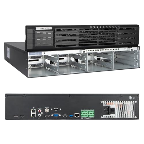 ONWOTE 12MP 64 Channel Raid NVR IP Security Video Audio Recorder, 64CH 6K/ 4K/ 6MP Input, 64CH Commercial NVR, 8 HDD Ports Support 80TB with Plug-in Installation, 2 HDMI Ports Split Screen Display