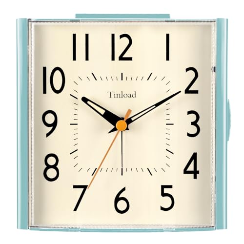 4.7' Vintage Retro Analog Alarm Clock, Super Silent Non Ticking Clock with Night Light, Snooze, Battery Operated, Simply Design, for Living Room, Bedroom, Bedside, Desk, Gift Clock