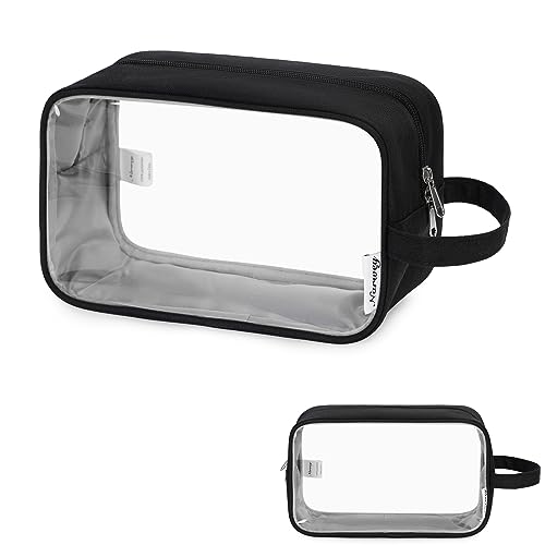 Narwey Clear Travel Toiletry Bag for Women and Men Traveling Dopp Kit Makeup Bag Organizer for Toiletries Accessories Cosmetics (Clear-Black)