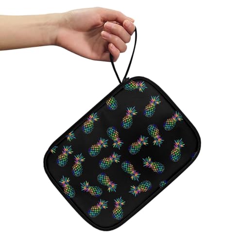 Spowatriy Tropical Pineapple 12-Slot Watch Band Storage Bag Box 2-Tier Watch Display Case Velvet Lining,Pouch Travel Watch Straps Bands Carrying Case-Watch Band Storage Organizer